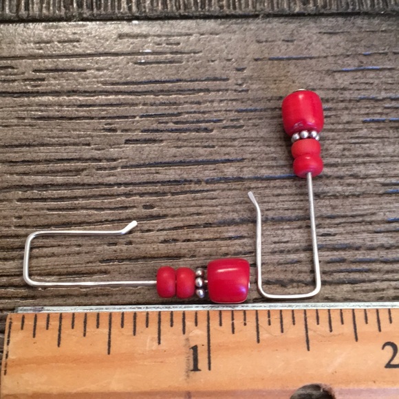 Red Coral Cord Necklace & Sterling Earrings - Picture 3 of 8